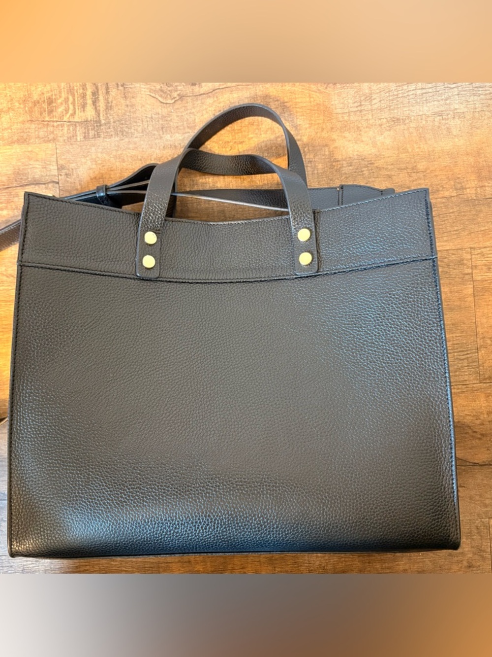 MARK & GRAHAM | Essential Leather Tote in Black with Gold Hardware